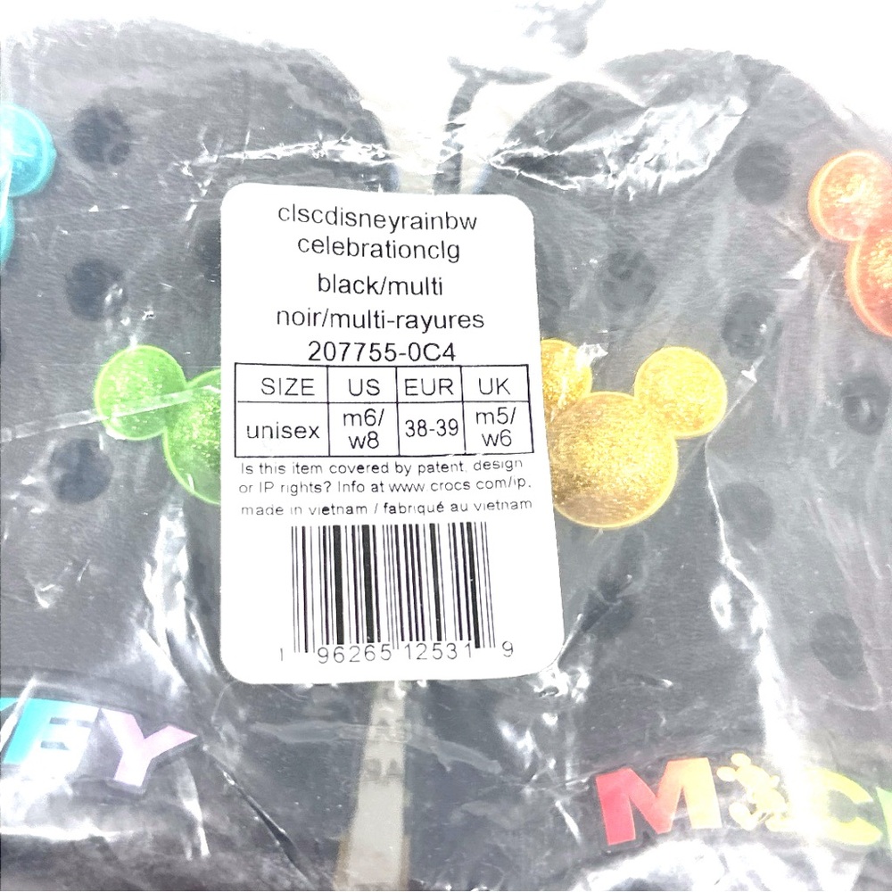 CROCS Black Sandals with Colorful Jibbitz Unisex M6/W8 - Picture 13 of 13